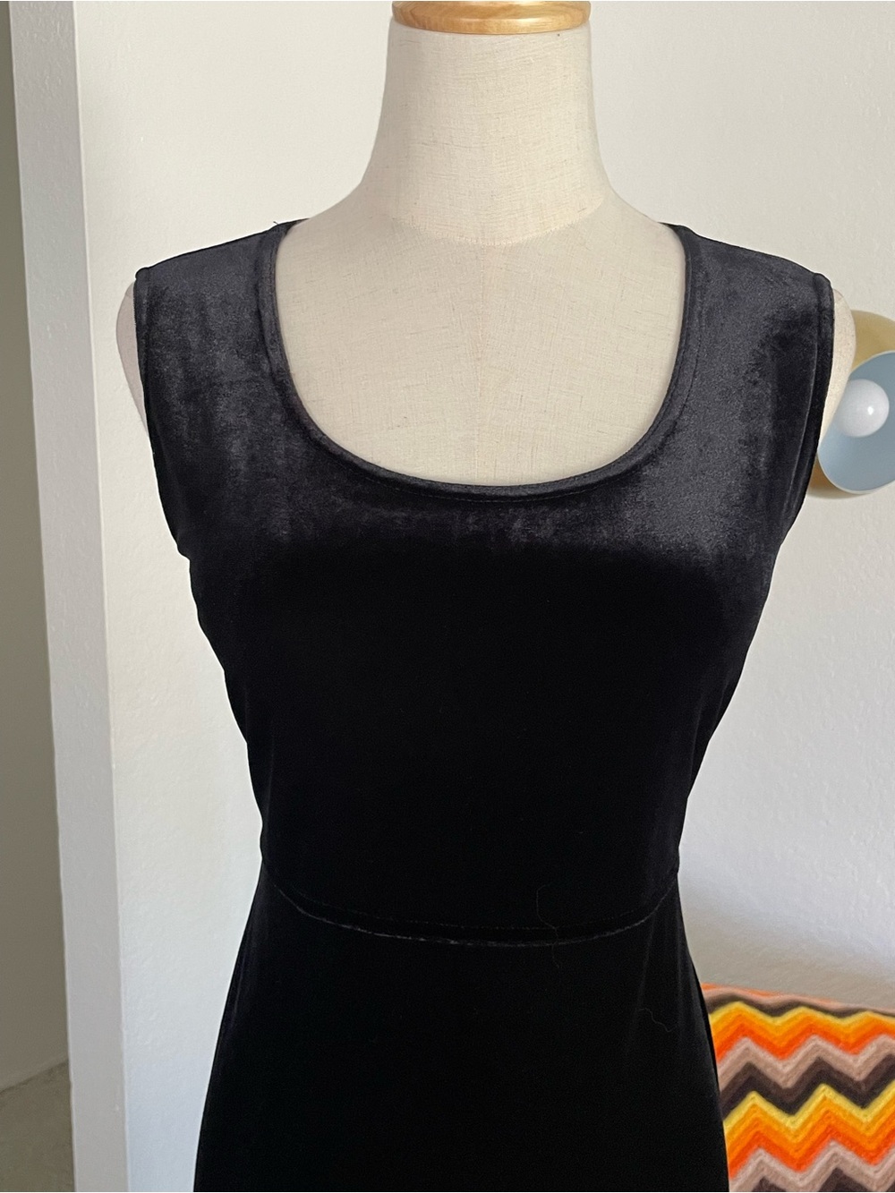 Vintage 1990s Rabbit Rabbit Rabbit Designs Retro Goth Velvet Column Maxi Dress - Picture 5 of 8